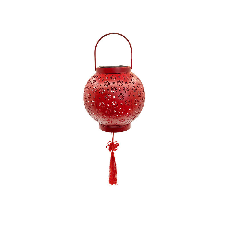 Traditional Chinese Solar Waterproof Iron Hollowed Lantern LED Outdoor Light Landscape Lighting For Garden Lumendat
