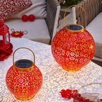 Traditional Chinese Solar Waterproof Iron Hollowed Lantern LED Outdoor Light Landscape Lighting For Garden Lumendat