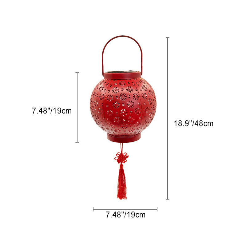 Traditional Chinese Solar Waterproof Iron Hollowed Lantern LED Outdoor Light Landscape Lighting For Garden Lumendat