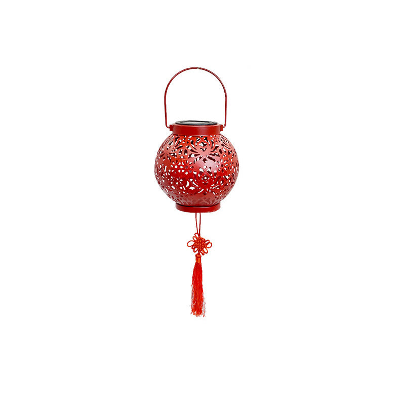 Traditional Chinese Solar Waterproof Iron Hollowed Lantern LED Outdoor Light Landscape Lighting For Garden Lumendat