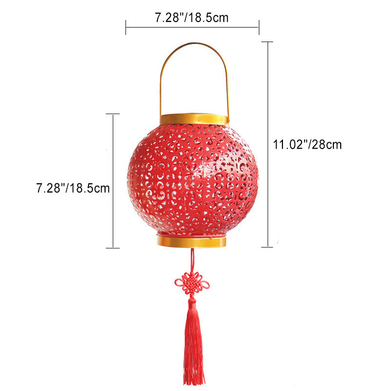 Traditional Chinese Solar Waterproof Iron Hollowed Lantern LED Outdoor Light Landscape Lighting For Garden Lumendat