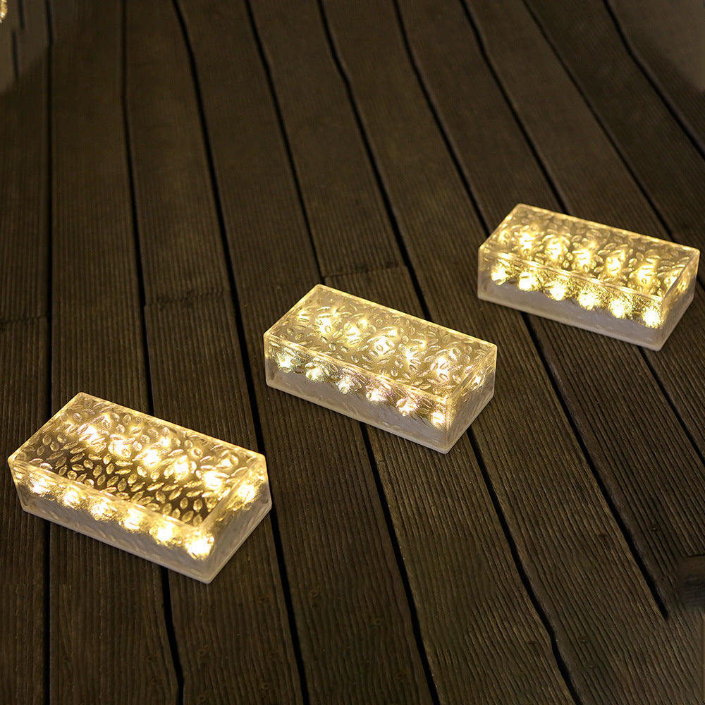 Modern Simplicity Solar Waterproof Acrylic Rectangular Ice Brick LED Outdoor Light Landscape Lighting For Garden Lumendat
