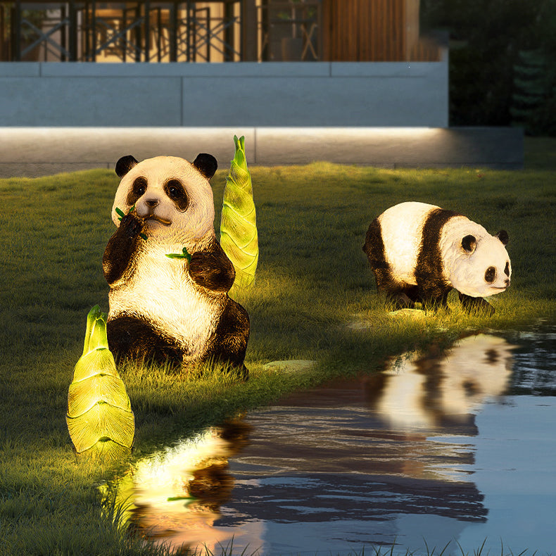 Modern Art Deco Solar Waterproof Resin Fiberglass Imitation Panda Bamboo Shoot LED Outdoor Light Landscape Lighting For Garden Lumendat