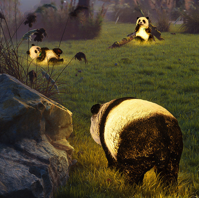 Modern Art Deco Solar Waterproof Resin Fiberglass Imitation Panda Bamboo Shoot LED Outdoor Light Landscape Lighting For Garden Lumendat