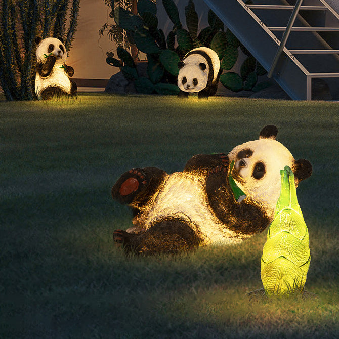 Modern Art Deco Solar Waterproof Resin Fiberglass Imitation Panda Bamboo Shoot LED Outdoor Light Landscape Lighting For Garden Lumendat
