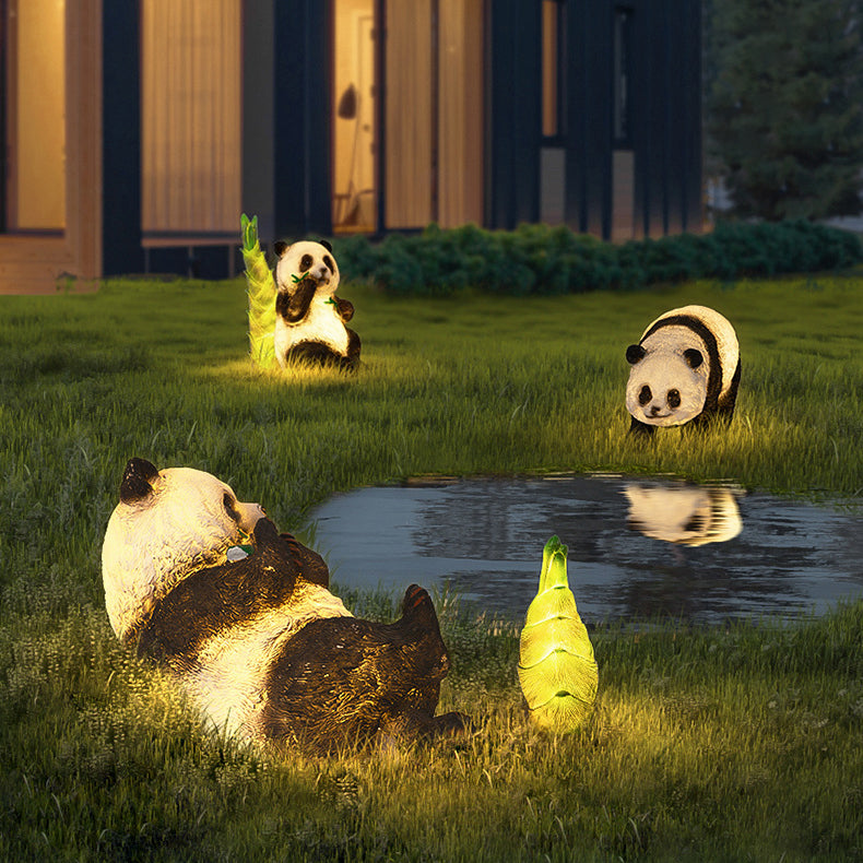 Modern Art Deco Solar Waterproof Resin Fiberglass Imitation Panda Bamboo Shoot LED Outdoor Light Landscape Lighting For Garden Lumendat