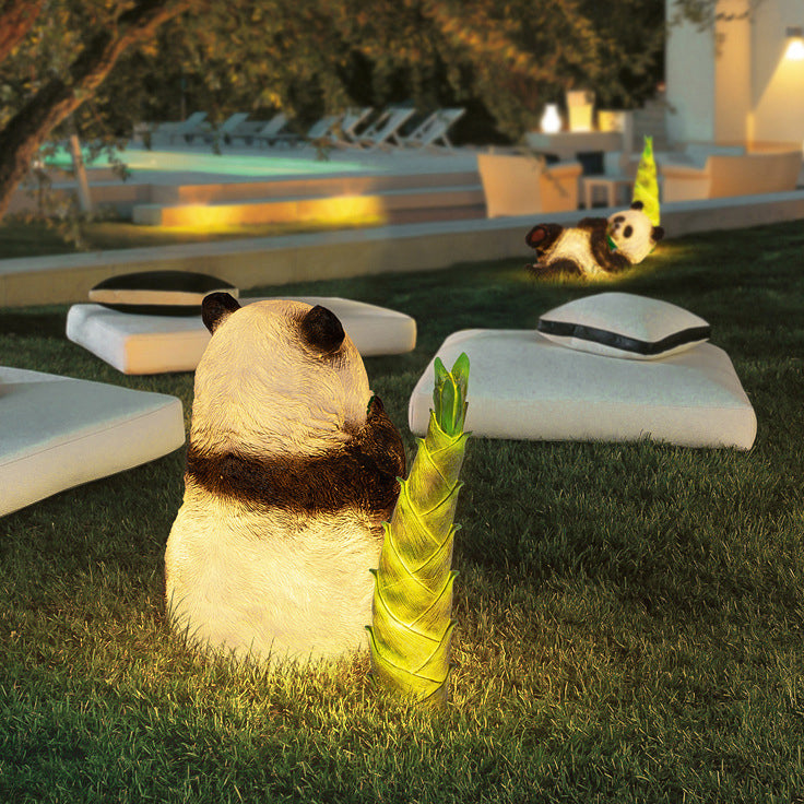 Modern Art Deco Solar Waterproof Resin Fiberglass Imitation Panda Bamboo Shoot LED Outdoor Light Landscape Lighting For Garden Lumendat