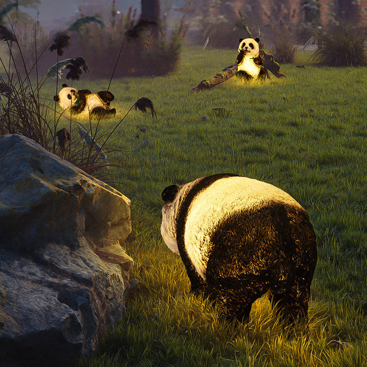 Modern Art Deco Solar Waterproof Resin Fiberglass Imitation Panda Bamboo Shoot LED Outdoor Light Landscape Lighting For Garden Lumendat