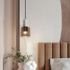 Contemporary Nordic Marble Glass Column 1-Light Pendant Light For Bedside