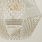 Modern Mid-century Brass Glass Diamond Texture 1-Light Pendant Light For Dining Room