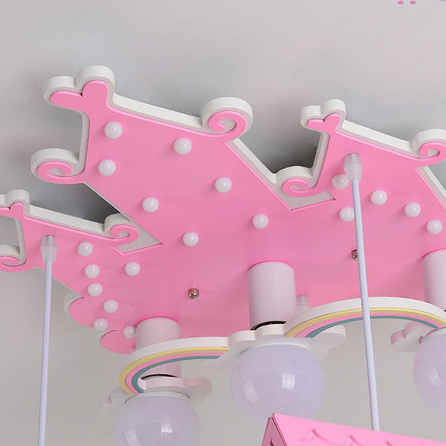 Lumendat Contemporary Creative Kids Wood House 6-Light Chandeliers For Bedroom Lumendat