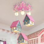 Lumendat Contemporary Creative Kids Wood House 6-Light Chandeliers For Bedroom Lumendat