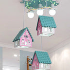 Lumendat Contemporary Creative Kids Wood House 6-Light Chandeliers For Bedroom Lumendat