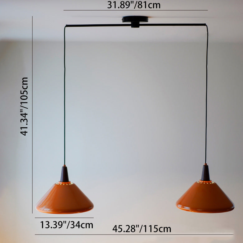Traditional Vintage Iron Metal Conic 1/2 Light Pendant Light for Dining Room