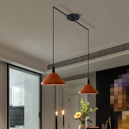 Traditional Vintage Iron Metal Conic 1/2 Light Pendant Light for Dining Room