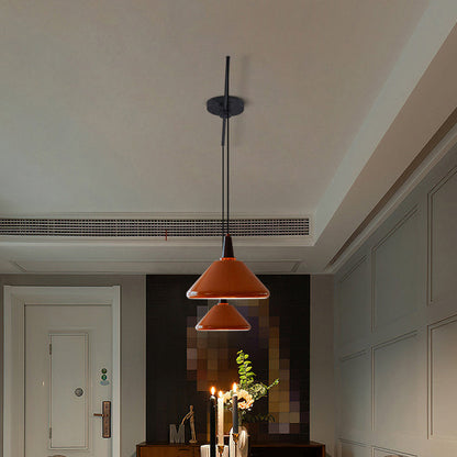 Traditional Vintage Iron Metal Conic 1/2 Light Pendant Light for Dining Room