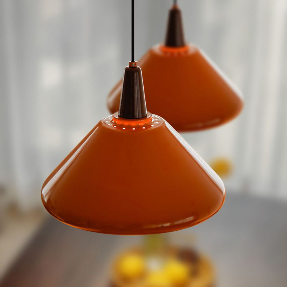 Traditional Vintage Iron Metal Conic 1/2 Light Pendant Light for Dining Room