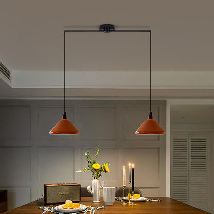 Traditional Vintage Iron Metal Conic 1/2 Light Pendant Light for Dining Room