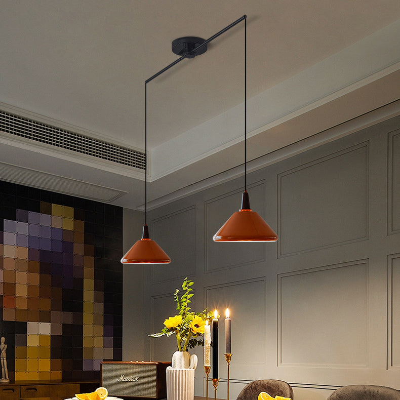 Traditional Vintage Iron Metal Conic 1/2 Light Pendant Light for Dining Room
