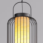 Traditional Chinese Waterproof Carbon Steel Imitation Marble Lantern Cylinder Hollowed Cage 1-Light Pendant Light Outdoor Light For Outdoor Patio