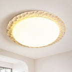 Contemporary Nordic Travertine Acrylic Round Sand Dune Texture LED Flush Mount Ceiling Light For Bedroom