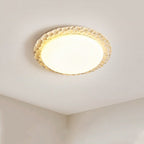 Contemporary Nordic Travertine Acrylic Round Sand Dune Texture LED Flush Mount Ceiling Light For Bedroom