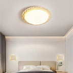 Contemporary Nordic Travertine Acrylic Round Sand Dune Texture LED Flush Mount Ceiling Light For Bedroom