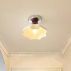 Traditional French Resin Metal Floral 1-light Semi-flush Mount Ceiling Light for Hallway