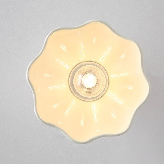 Traditional French Resin Metal Floral 1-light Semi-flush Mount Ceiling Light for Hallway