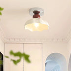 Traditional French Resin Metal Floral 1-light Semi-flush Mount Ceiling Light for Hallway