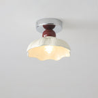 Traditional French Resin Metal Floral 1-light Semi-flush Mount Ceiling Light for Hallway