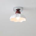 Traditional French Resin Metal Floral 1-light Semi-flush Mount Ceiling Light for Hallway
