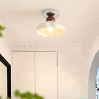 Traditional French Resin Metal Floral 1-light Semi-flush Mount Ceiling Light for Hallway