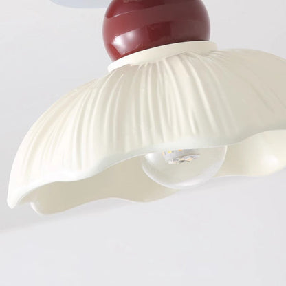 Traditional French Resin Metal Floral 1-light Semi-flush Mount Ceiling Light for Hallway