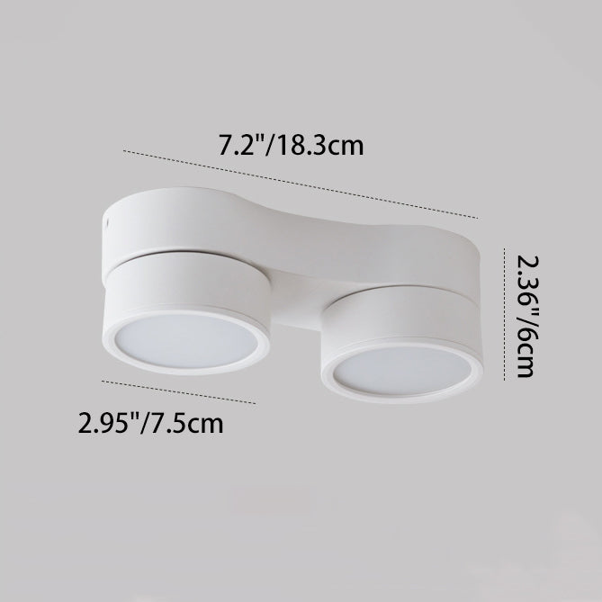 Modern Minimalist Round Metal Glass Aluminum Pc Adjustable Spotlight LED Semi-flush Mount Ceiling Light for Living Room
