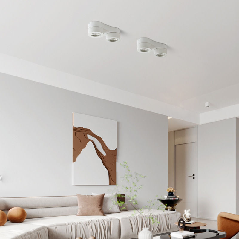 Modern Minimalist Round Metal Glass Aluminum Pc Adjustable Spotlight LED Semi-flush Mount Ceiling Light for Living Room