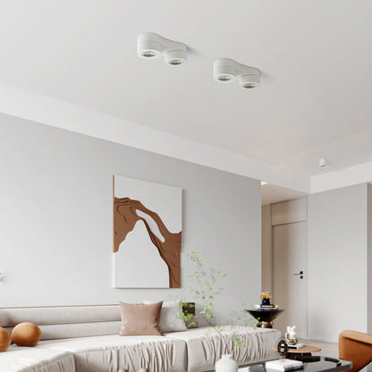 Modern Minimalist Round Metal Glass Aluminum Pc Adjustable Spotlight LED Semi-flush Mount Ceiling Light for Living Room