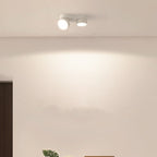 Modern Minimalist Round Metal Glass Aluminum Pc Adjustable Spotlight LED Semi-flush Mount Ceiling Light for Living Room