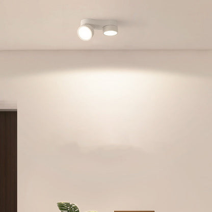 Modern Minimalist Round Metal Glass Aluminum Pc Adjustable Spotlight LED Semi-flush Mount Ceiling Light for Living Room