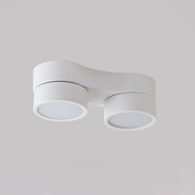 Modern Minimalist Round Metal Glass Aluminum Pc Adjustable Spotlight LED Semi-flush Mount Ceiling Light for Living Room