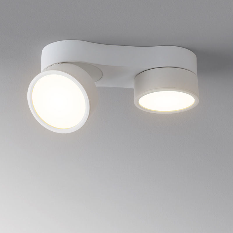Modern Minimalist Round Metal Glass Aluminum Pc Adjustable Spotlight LED Semi-flush Mount Ceiling Light for Living Room