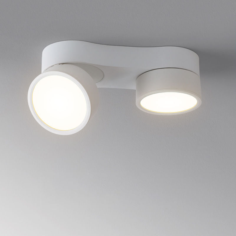 Modern Minimalist Round Metal Glass Aluminum Pc Adjustable Spotlight LED Semi-flush Mount Ceiling Light for Living Room