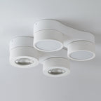 Modern Minimalist Round Metal Glass Aluminum Pc Adjustable Spotlight LED Semi-flush Mount Ceiling Light for Living Room