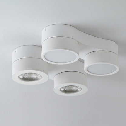 Modern Minimalist Round Metal Glass Aluminum Pc Adjustable Spotlight LED Semi-flush Mount Ceiling Light for Living Room