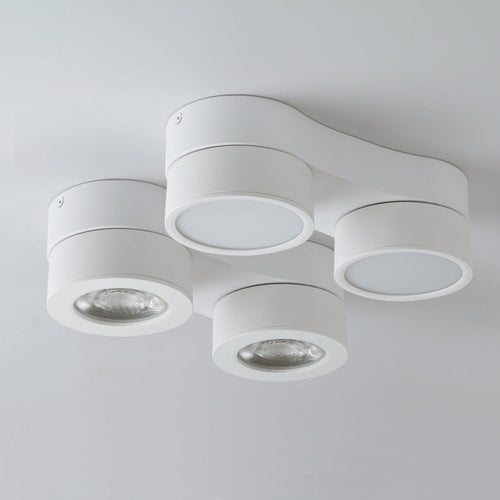 Modern Minimalist Round Metal Glass Aluminum Pc Adjustable Spotlight LED Semi-flush Mount Ceiling Light for Living Room