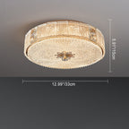 Modern Luxury Hardware Crystal Round Striped LED Flush Mount Ceiling Light For Bedroom