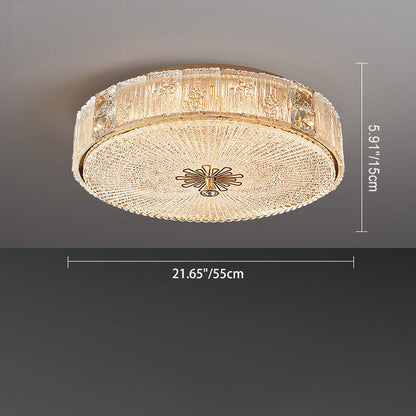 Modern Luxury Hardware Crystal Round Striped LED Flush Mount Ceiling Light For Bedroom