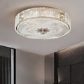 Modern Luxury Hardware Crystal Round Striped LED Flush Mount Ceiling Light For Bedroom