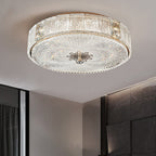 Modern Luxury Hardware Crystal Round Striped LED Flush Mount Ceiling Light For Bedroom