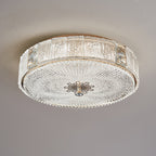 Modern Luxury Hardware Crystal Round Striped LED Flush Mount Ceiling Light For Bedroom